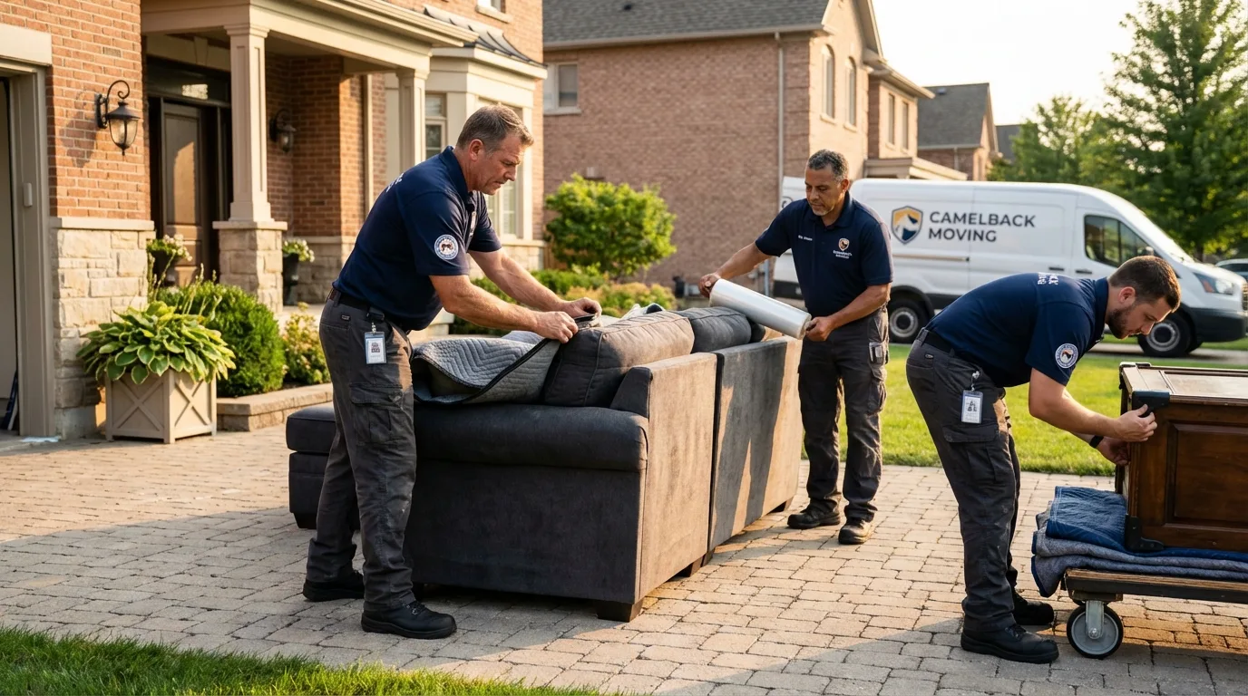 Large estate moving crew wrapping furniture in East Berlin, PA