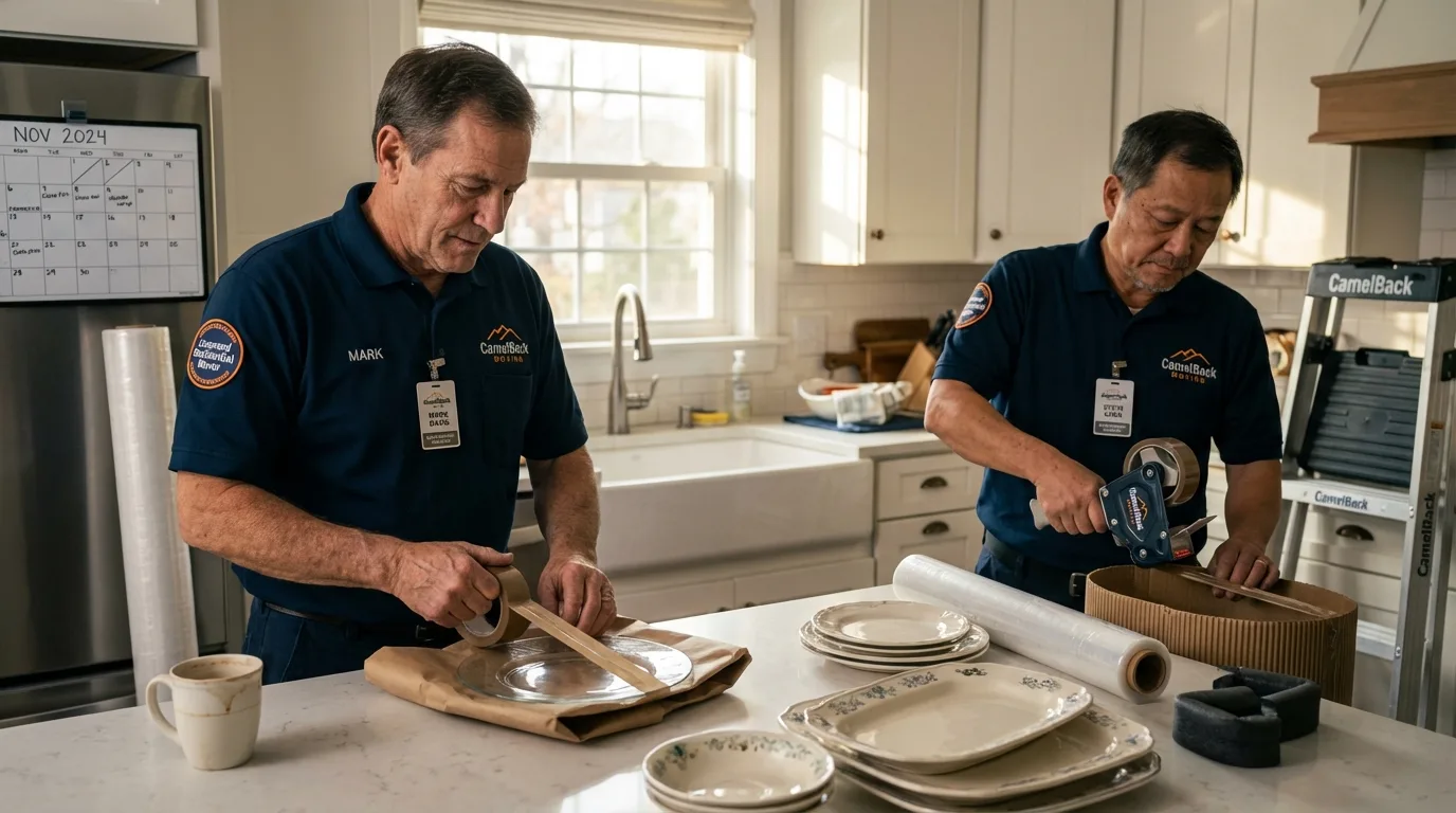 Professional crew packing kitchen dishware in East Berlin, PA