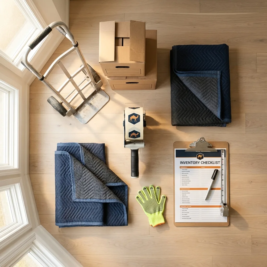 Professional moving supplies and packing materials layout for East Berlin residential relocations